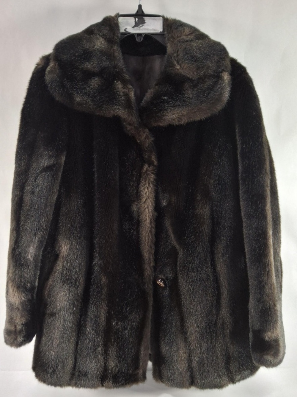 Mincara Russel Taylor Vintage Faux Fur Coat Dark Brown Womens M/L Plush cozy